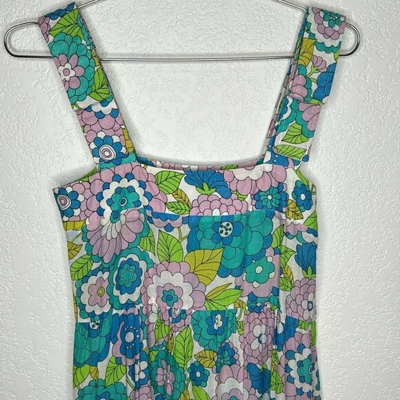 New DODO BAR OR Lima Square-neck Floral-print Dress In Flower 3 Blue Small - Picture 4 of 15